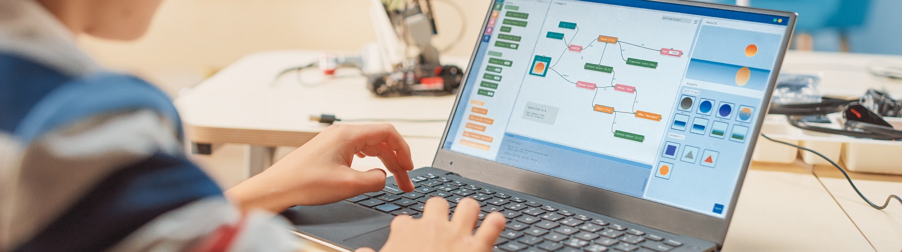 student working on a laptop